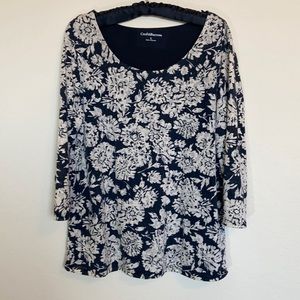 Croft & Barrow Floral ¾ Sleeve T-shirt size L (12)